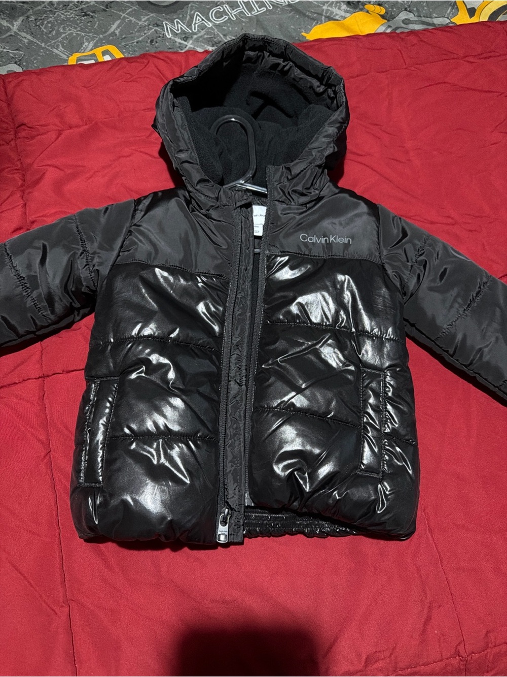 Calvin Klein Kids Black Shiny Puffer Jacket with Hood